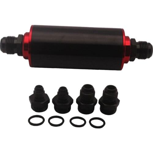 Fuel Filter 100Micron High Flow Aluminium Alloy Racing AN6 Fitting Kit Black