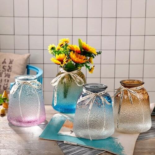 Glass Vase Decoration Simple Nordic Dried Flower Hydroponic Vase Living Room Creative Small Fresh Transparent Glass Vase
