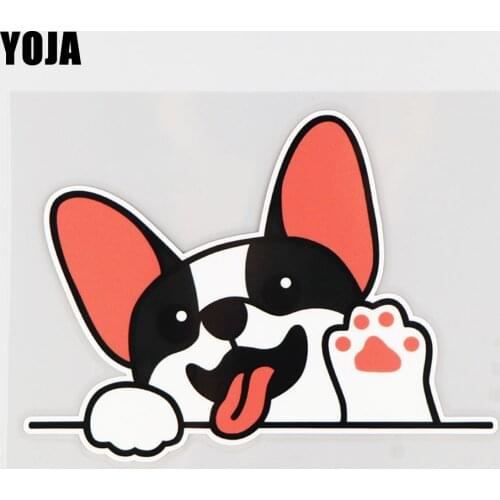 YOJA 15.5X11.4CM Cartoon Cute Dog Vinyl Rear Window Decal Creative Car Sticker 19A-0267