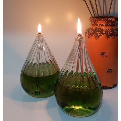 Viyale Store Tulip Carved Glass Oil Lamp Dual Set