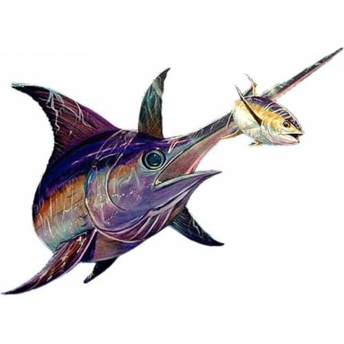 JuYouHui Exterior Accessories Decal Swordfish Sword Tuna Fishing Funny Car Stickers Motorcycle JDM Vinyl Comic PVC 13cm