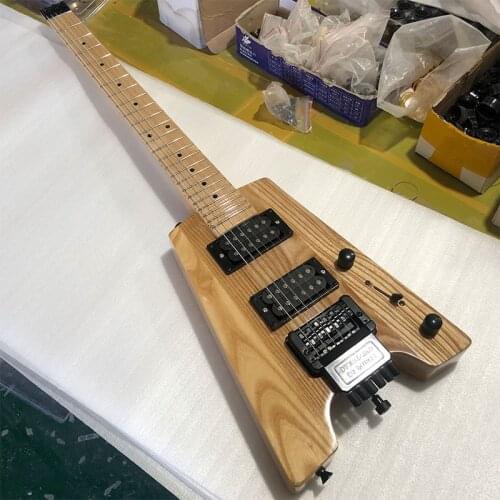 High quality 6-string headless electric guitar, portable travel guitar, ASH ash ash wood body, maple neck, one headless guitar