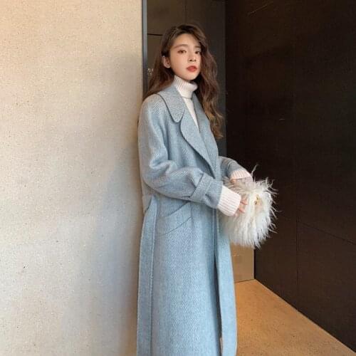 High Quality Winter Wool Coat Fashion Coat Women Autumn Long Elegant Coat Korean Woman Jacket Cashmere Abrigos Mujer WPY1685
