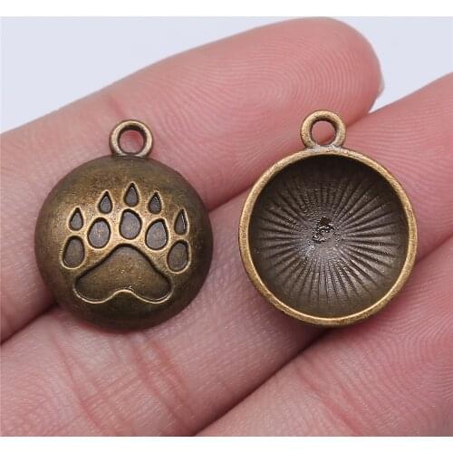 WYSIWYG 10pcs 20x17mm Vintage Bear Paws Pendants Charm For Jewelry Making Antique Bronze Color Paws Pendants Charm Tiger Paws