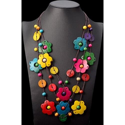 RE Bohemia Ethnic Necklace & Pendant Layered Beads Jewelry Vintage Statement Long Necklace Women Handmade collar mujer J40