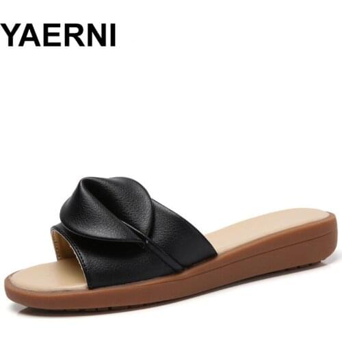 YAERNI New Women Sandals Slippers Thongs Fashion Platform Leather Sandals Wedeges Slippers Heels Beach Slippers Slides Shoes