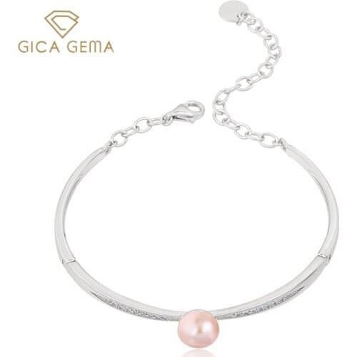 GICA GEMA Classic 925 Sterling Silve Inlaid Zircon Personality Freshwater Pearl Bracelet For Women Fine Jewelry Wholesale