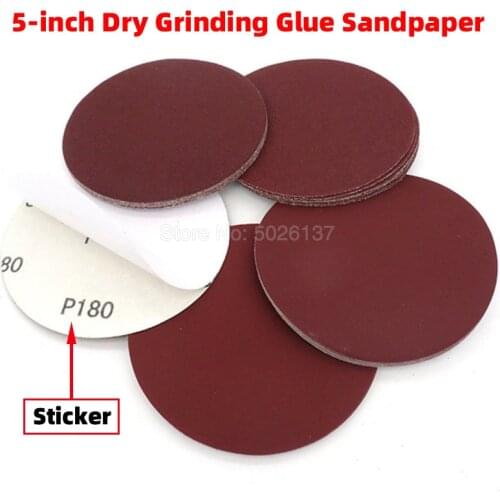 1Pcs 5-inch Red Back Glue Sticker Sand Adhesive 125MM Sandpaper Sanding Disc Dry Loop Abrasive Silicon Carbide Flocking Discs