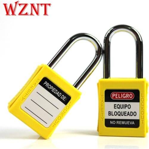 2pcs free shipping peligro Spanish label Yellow 38mm keyed different safety lockout padlock