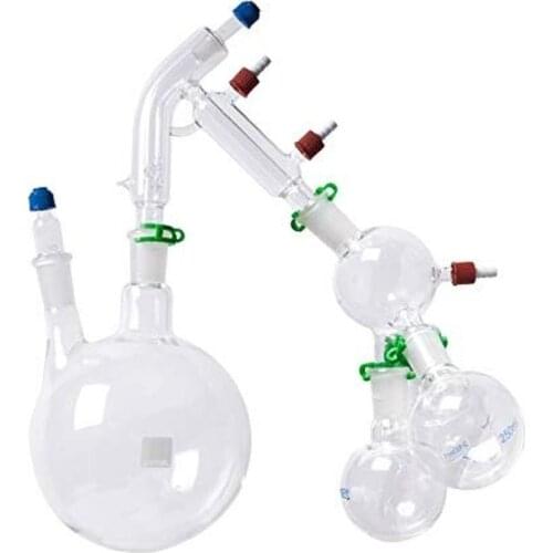 2L Short Path Distillation Kit with Cold Trap Glass Distillation Apparatus Set Lab Distillation Glassware (Glassware Only)