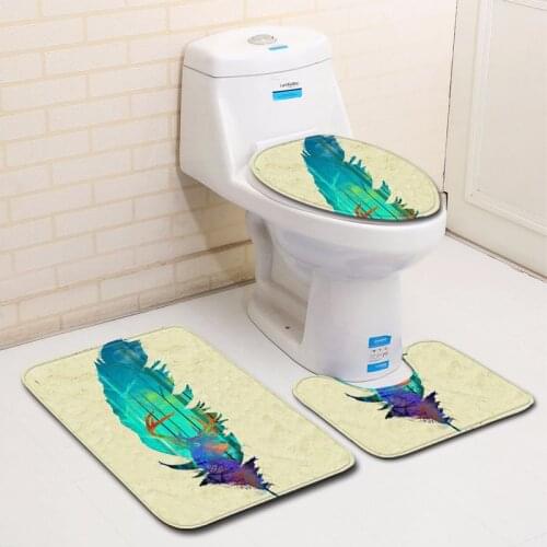 3pcs/set Vintage Cartoon Print Anti-slip Bathroom Floor Mat Home Decor Shower Non-Slip Rug Bath Door Mats