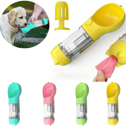 300ML Multifunctional Portable Dog Water Bottle Lightweight Travel Pet Drinking Cup With Trash Bag Storage Hanging Poop Shovel