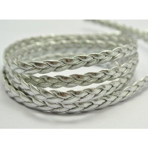 32.8 Feet Silver Flat Braided Leatherette String Jewelry Cord Flat Woven 5X1mm