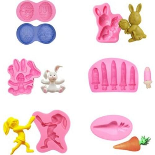 3D Easter Egg Rabbit Carrot Mousse Cake Baking Mold Fondant Dessert Jelly Silicone Mould Cupcake Decorating Tool T84A