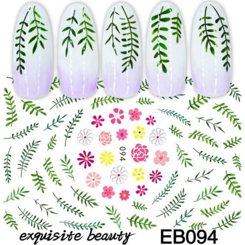 3D Nail Sticker Olive Branc Flower Slider Nails Art Decoration Wraps Decals Cute Design Adhesive Manicure Tips Stickers Pegatina