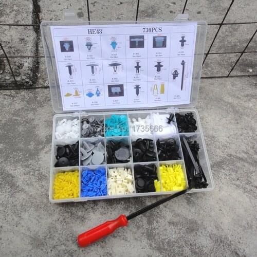 730PCS Auto Fastener Car Bumper Fixed Clamp Clip + Screwdriver For All Automobile Series car Universal