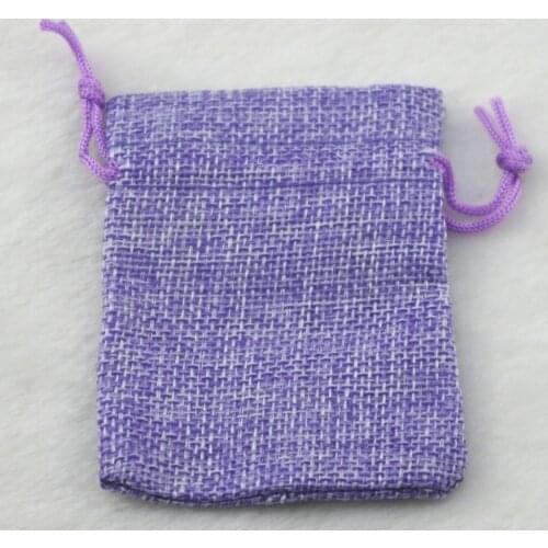 7x9cm Purple Burlap linen jute bag drawstring necklace jewelry package bag gift bag Wedding packaging bag