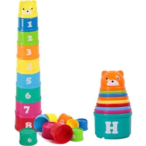 8PCS Educational Baby Toys 6Month Figures Letters Foldind Stack Cup Tower Children Early Intelligence Alphabet Toy for Children