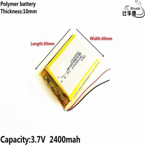 2400mAh Battery 3.7V Lipo 104050 Rechargeable for Dvr GPS MP4 MP5 Tablet PC Laptop Power Bank Electronic Toys Driving Recorder