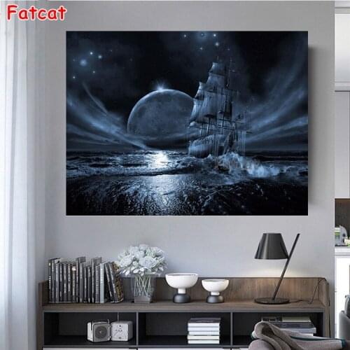 5D diamond painting DIY diamond Mosaic cross stitch kit sea, sailing flower full square diamond home decor embroidery PP1854