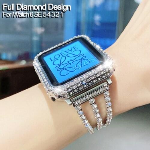 Diamond Case for Apple Watch Series 6 SE 5 4 3 2 1 38MM 42MM Cover For Iwatch SE 6 40mm 44mm watch accessories Bumper Protective