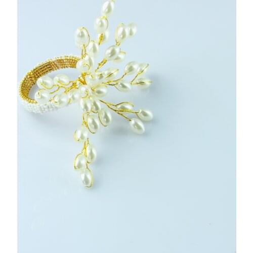 Free Shipping Pearl flower napkin ring, napkin holder for wedding, napkin decoration 12 pcs