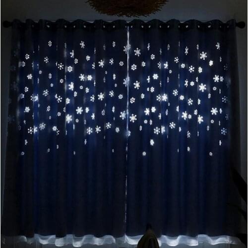 Shiny Snowflake Blackout Curtains for Kids Child Bedroom Korean Style Window Voile Tulle Window Curtain for Living Room 1pc