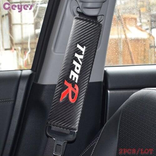 Ceyes Car Seat Belt Cover Car-Styling Fit For TYPER Honda TYPE R Civic Mugen Accord Hrv Jazz City Acessories Emblems Car Styling