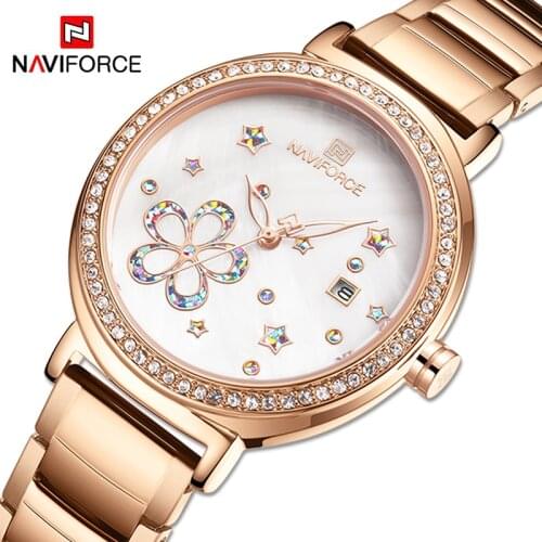NAVIFORCE Luxury Brand Elegant Women Watches Fashion Casual Rose Gold Ladies Wristwatch Female Waterproof Clock Relogio Feminino