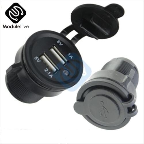 LED 12-24V Dual USB Port Car Power Supply Adapter Socket New