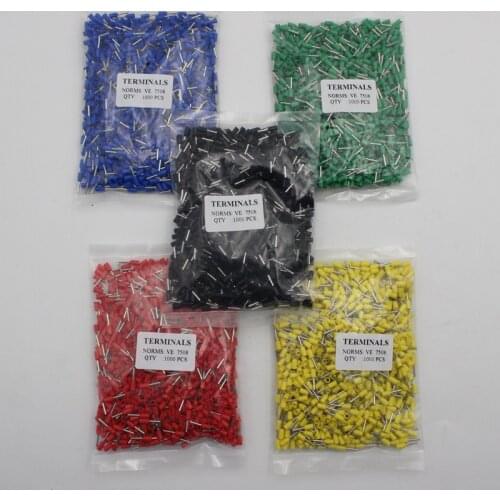 E7508 European Terminals Nylon Insulated Cord End Terminals Copper Nuts VE7508 Pin Tubing Terminal connector 20AWG 0.75mm2