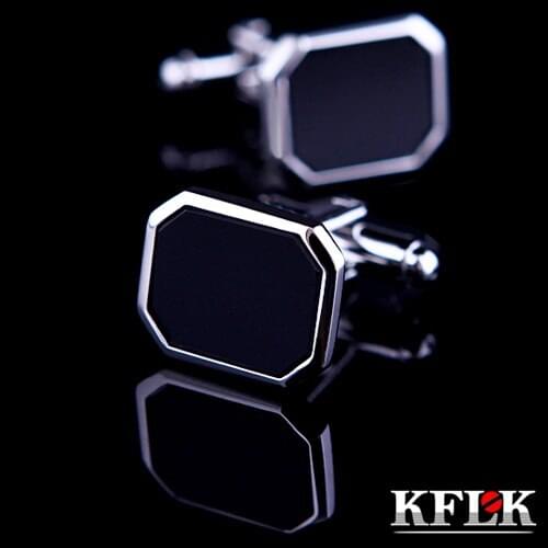 KFLK Luxury shirt cufflink for mens Brand cuff bouton de manchette Simple Black cuff link High Quality abotoadura Jewelry
