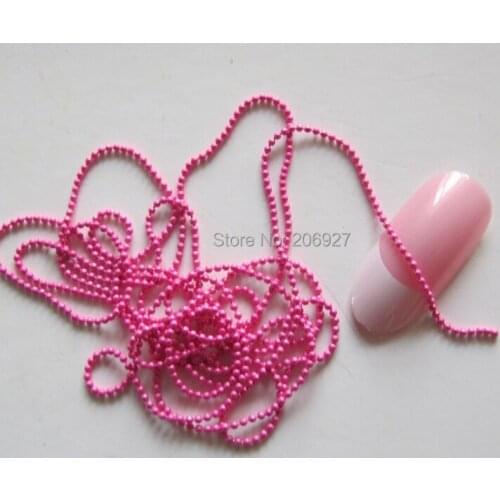 MDA-09 1M Hot Pink 1.0MM Tiny Beads Without Facets Chain Shape Metal Nail Decoration