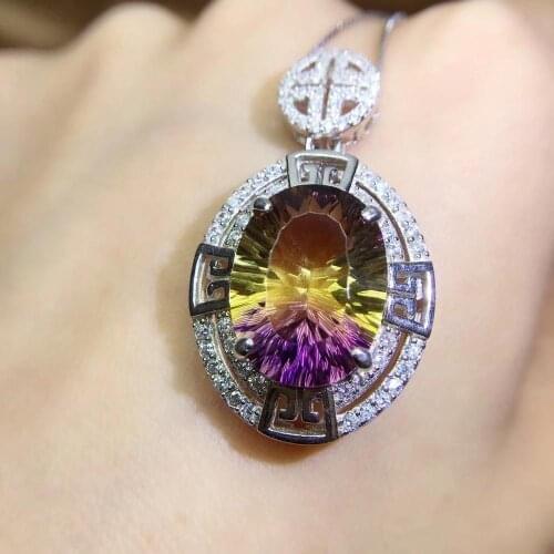 Natural Amethyst necklace, 925 pure silver inlay, handicraft, professional jewelry wholesale, world jewelry factory