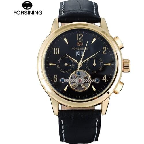 FORSINING Classic Fashion Mens Watches Skeleton Design Tourbillion Genuine Leather Top Brand Luxury AutoMechanical Men Watch