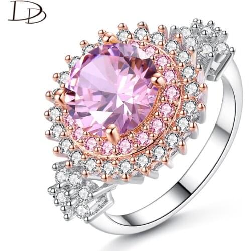 DODO Delicate Pink AAA Zircon Rings For Women Fashion 1 Mm Pink Stone Inlay Rose Gold Color Anel Fine Jewelry Flower Ring R397P