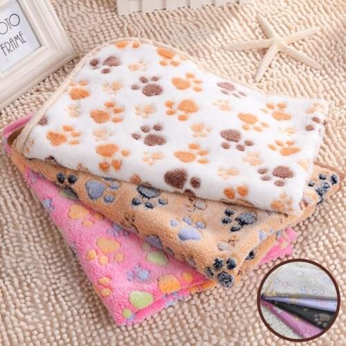 Pet Dog Coral Fleece Winter Keeping Warm Dog,s Paw Print Bed Mats Eco-Friendly Blanket for Puppy Cats DB723