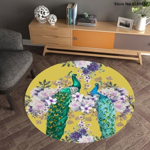 Round Carpet Chinese Style Mats Phoenix Chair Bedroom Area Rugs 3D Animals Flower Bathroom Mats Bedroom Floor Mats Kitchen Rugs