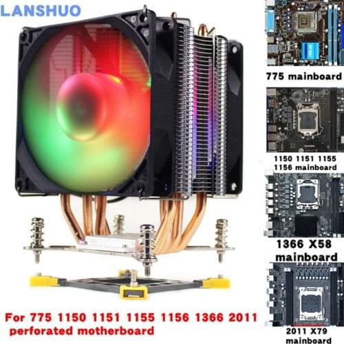 3/4PIN RGB LED CPU Cooler 4-Heatpipe 12V 9cm 2Fan Cooling Heatsink Radiator for LGA 775 1150 1151 1155 1156 X58 1366 X79 2011