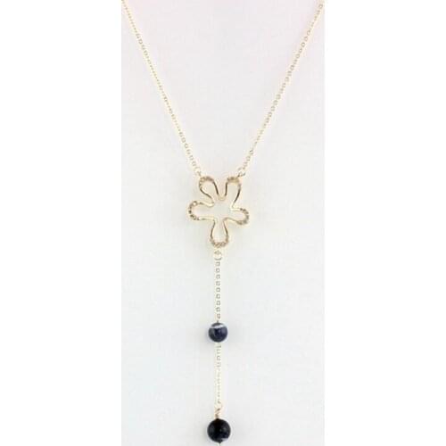 MELIHE Steampunk Blue Purple Beads Necklaces Pendants Gold Color Chain Long Necklace Women Party Jewelry SNE160163