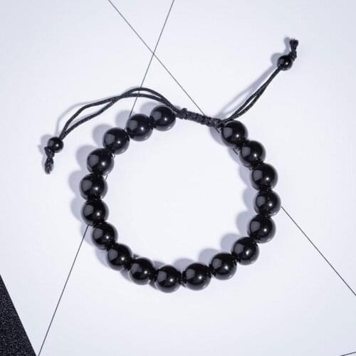 10mm Fashion Round Obsidian Healthcare Bracelets Black Natural Stone Bead Adjustable Bracelet For Women Men Yoga Jewelry