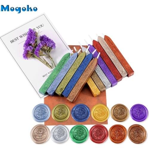 Mogoko 12 Pc Wax Seal Sticks Vintage Sealing Wax Stick Handmade DIY Tools Handcrafts Wedding Invitations Metal Decorate Envelope