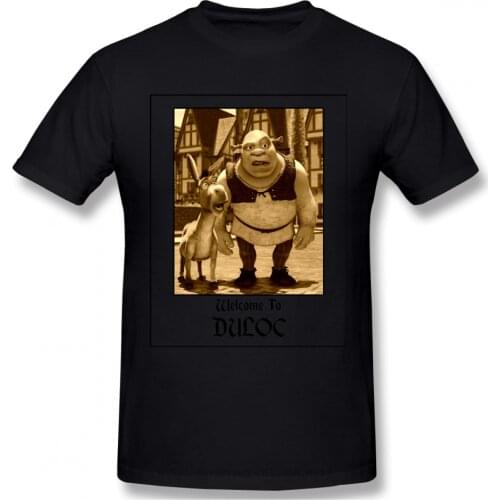 Men Shrek Comedy Film Comfortable T-Shirt Welcome To Duloc Pure Cotton Tees Harajuku TShirt