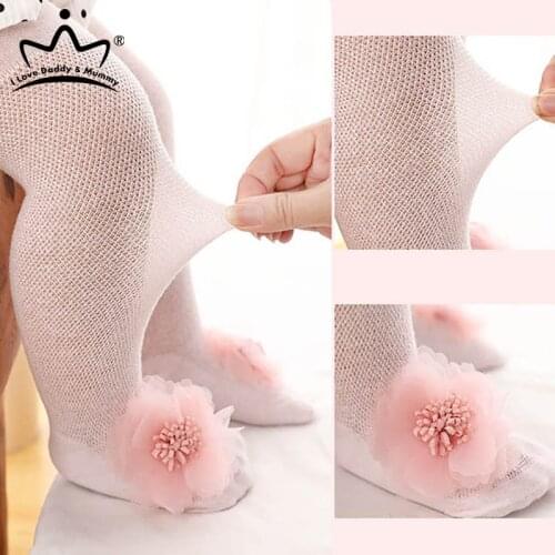 Soft Cotton Baby Girl Tights Summer Toddler Kids Pantyhose Lace Flower Baby Tights For Newborn Leg Warmer Stockings