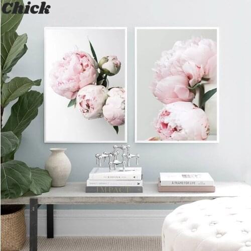 Peony Flower Canvas Poster Nordic Blush Floral Botanical Print Wall Art Painting Scandinavian Decoration Picture Room Decor