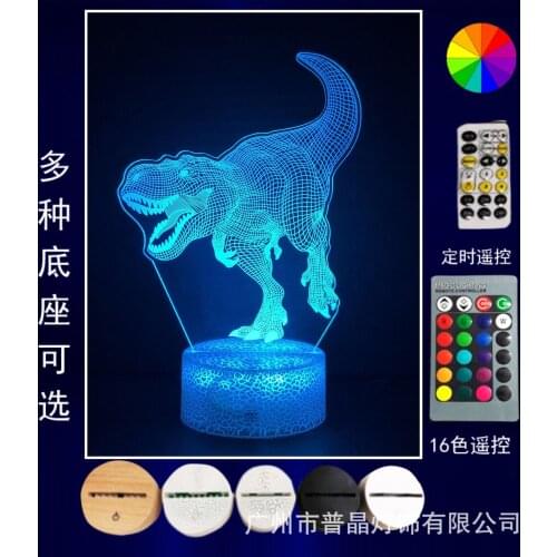 Disney dinosaur 3d night light visual touch remote control creative LED light holiday birthday gift table lamp childrens toy