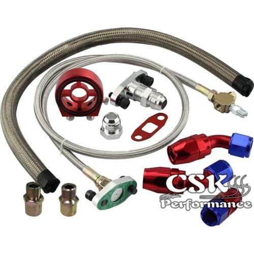 Turbo Oil Return Drain+ Feed Line + Sandwich Adapter Plate For SR20DET KA24DE 95-99 Eclipse K24 Red/Purple/Gold/Silver/Blue