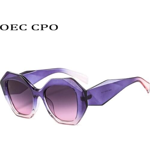 OEC CPO Square Sunglasses Women 2021 New Fashion Punk Sun Glasses Female Purple Big Frame Glasses Men Vintage Gradient Eyewear