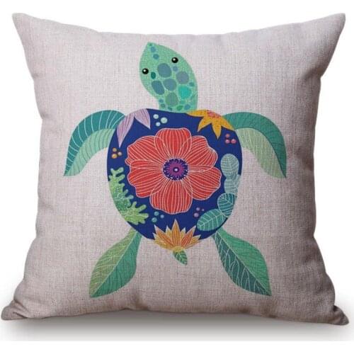 Colorful Crayon Painting Owl Cushion Cover Cute Panda Sea Turtle Sloth Animal Pillow Cover Home Decorative Sofa Pillow Case