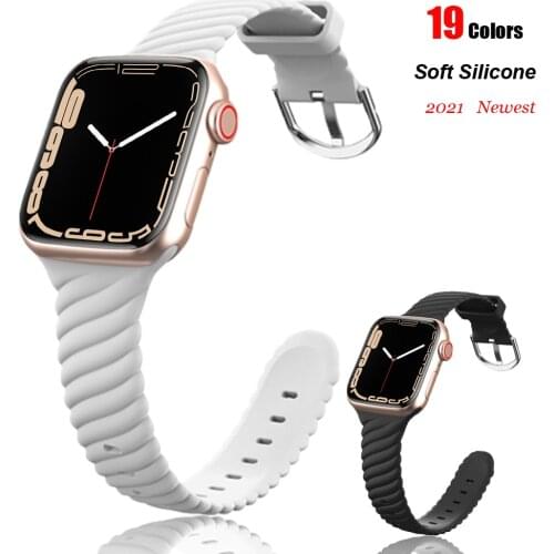 Newest Strap For Apple Watch Band 44mm 42mm 40mm 38mm Soft Silicone bracelets for iwatch series SE 6 5 4 3 2 correa Wristbelts